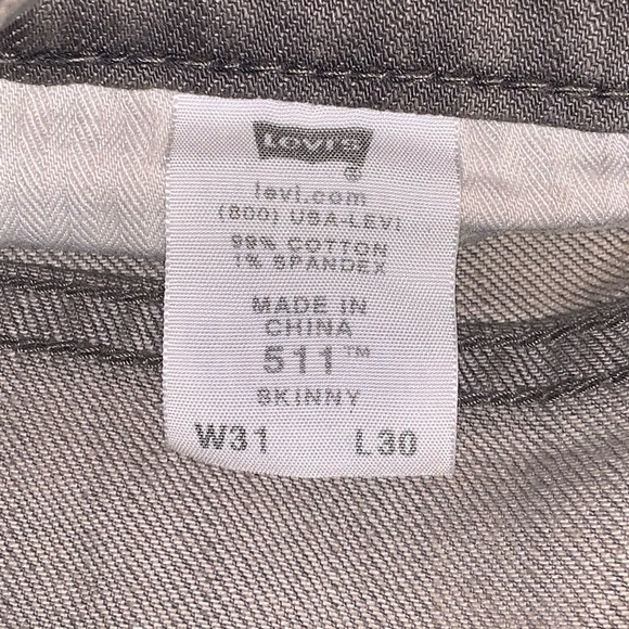 Levi’s 511 Skinny Gray Jeans Size 31x30 - Picture 7 of 7